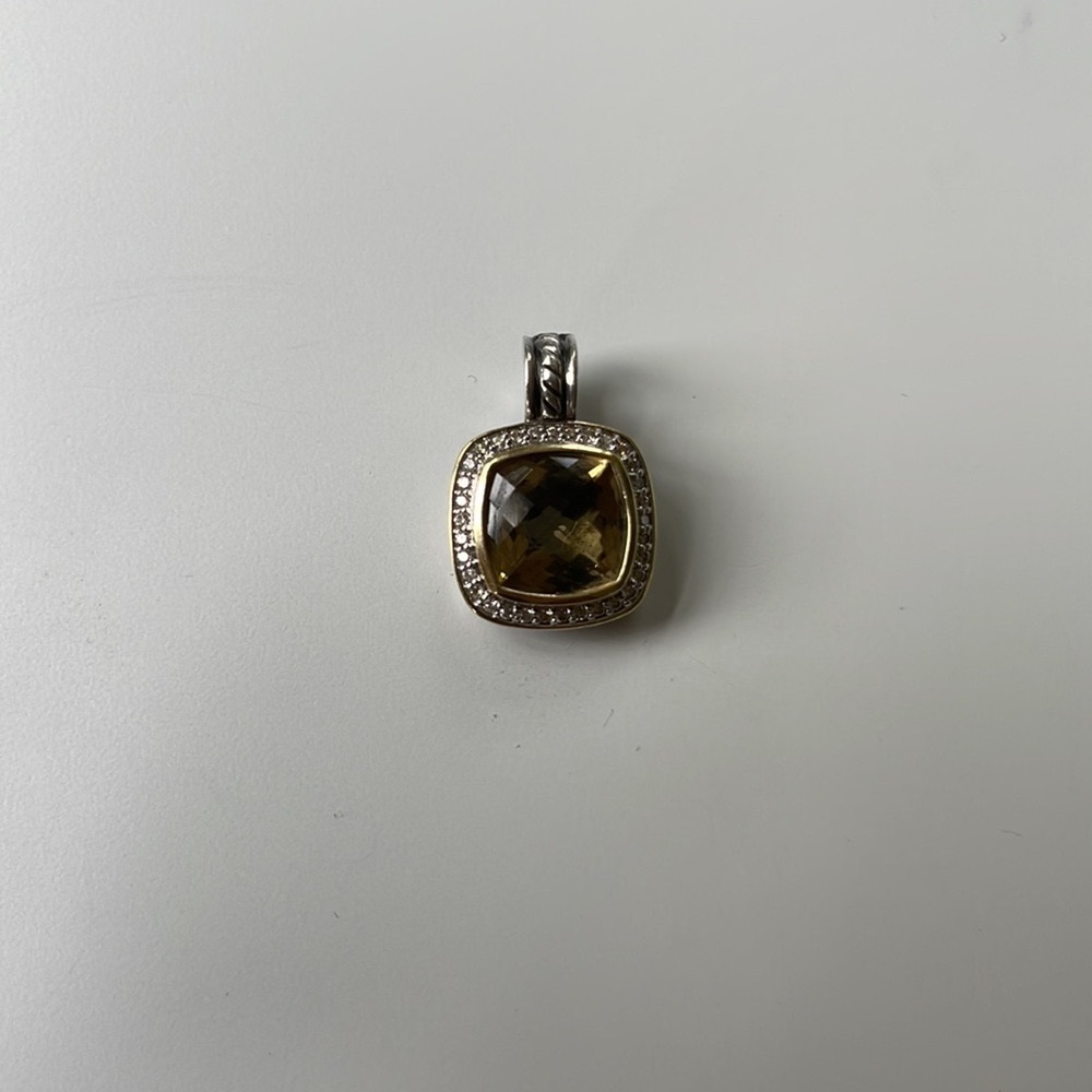 AUTH David Yurman Citrine Albion Pendant with Pave Diamonds